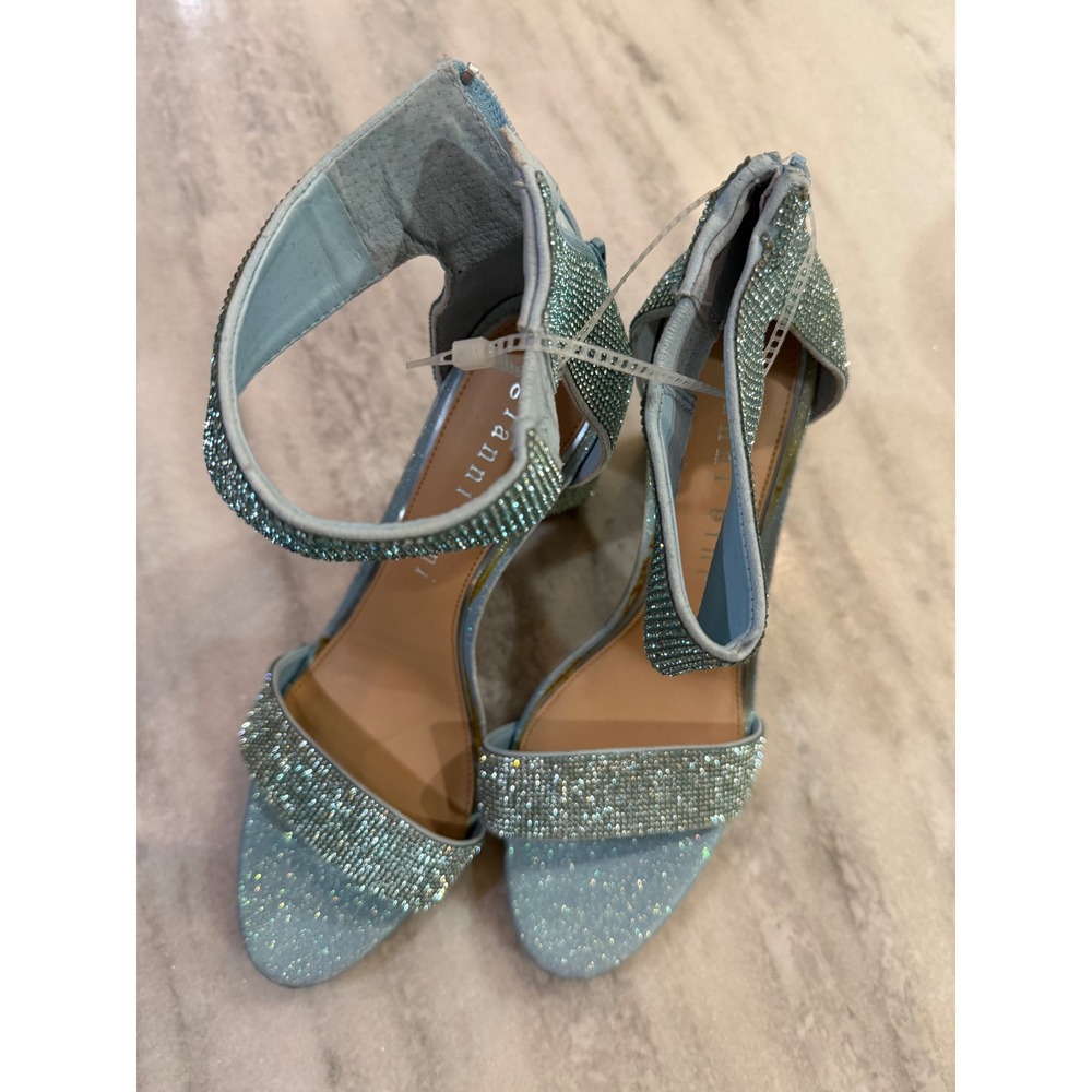 Gianni Bini Womens Sky Blue Rhinestone Block Heel Ankle Strap Sandals Size 10 - Picture 4 of 15